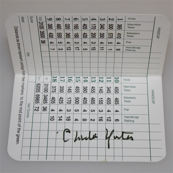 Charles Yates Signed Augusta National Golf Club Scorecard JSA ALOA