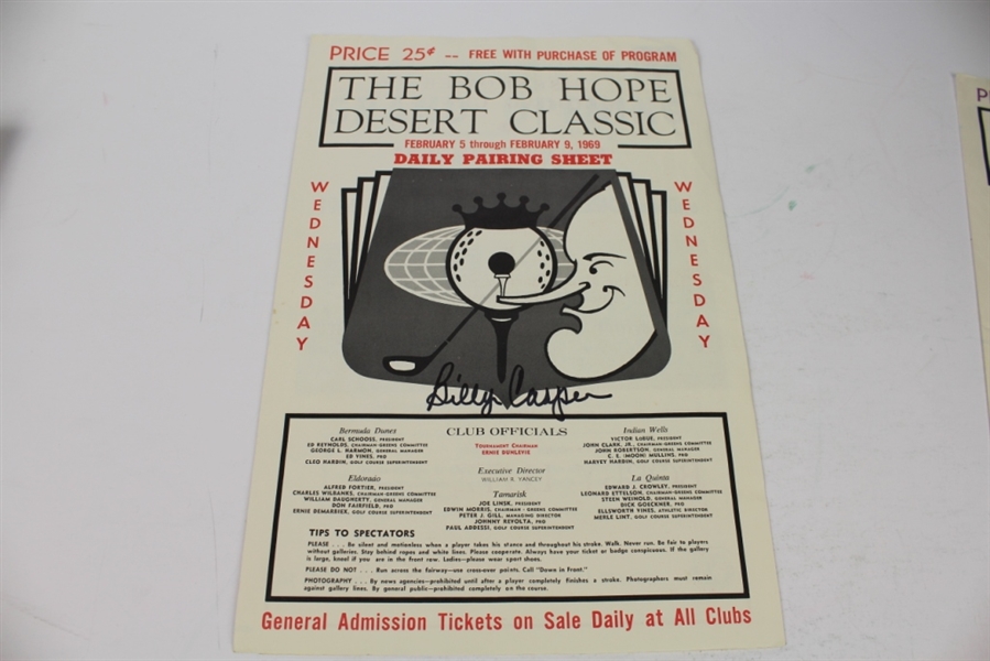 Three Billy Casper Signed 1969 Bob Hope Classic Pairing Sheets JSA ALOA