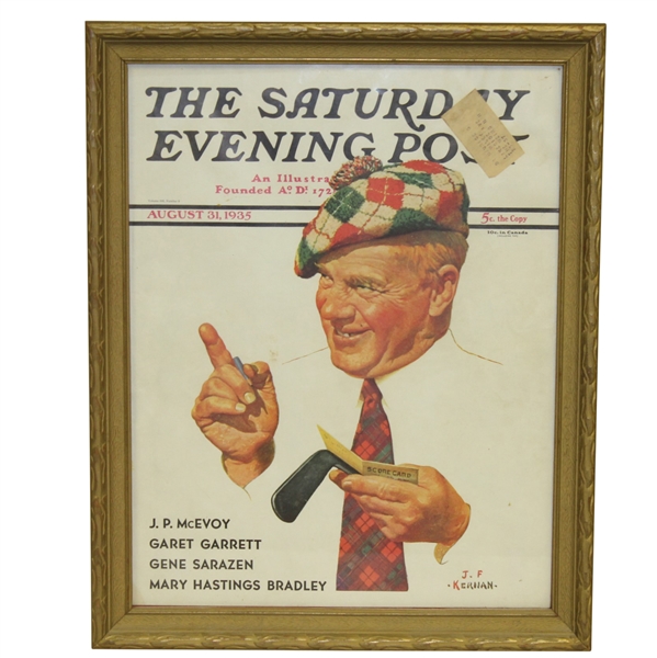 1935 The Saturday Evening Post Golf Cover - August - Framed