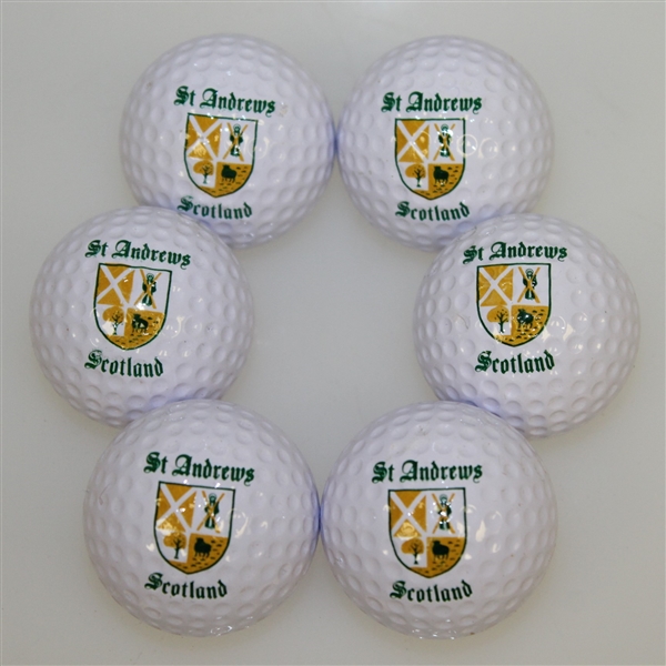 St. Andrews Full Golf Ball Set - 6 Logo Balls with St. Andrews Crest & Tube