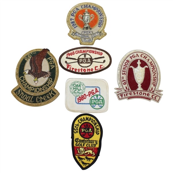 Six PGA Championship Crests & Patches - Multiple Years - Three of Each