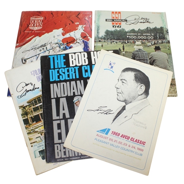 Five Signed 1960's Golf Championship Programs - Sanders(x3) & Tom Shaw(x2) JSA ALOA