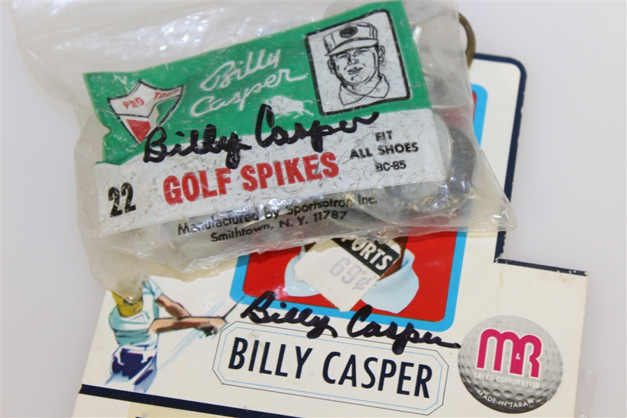 Billy Casper Signed Personal Products - Golf Spikes and Head Cover - Unopened JSA ALOA