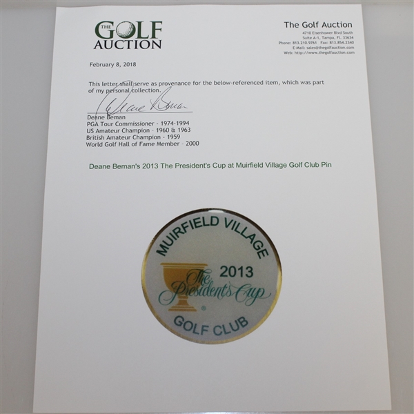 Deane Beman's 2013 The President's Cup at Muirfield Village Golf Club Pin