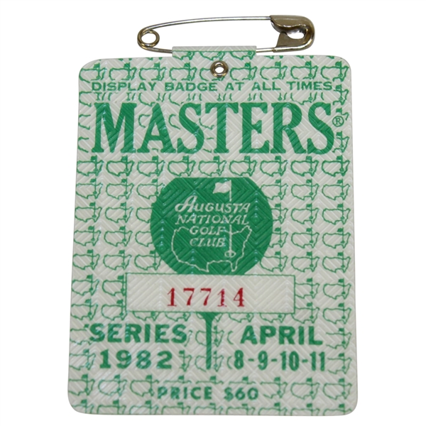 1982 Masters Tournament Series Badge #17714 - Craig Stadler Winner