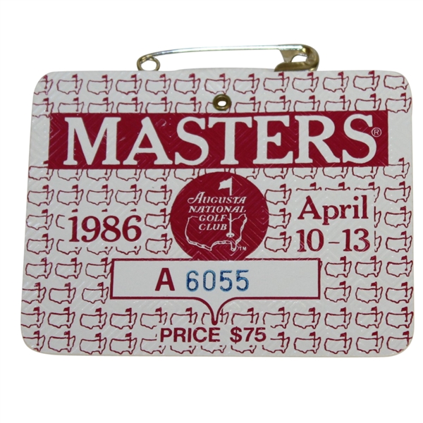1986 Masters Tournament Series Badge #A6055 - Jack Nicklaus' 6th Masters Win