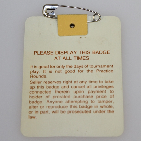 1988 Masters Tournament Series Badge #X14319 - Sandy Lyle Winner