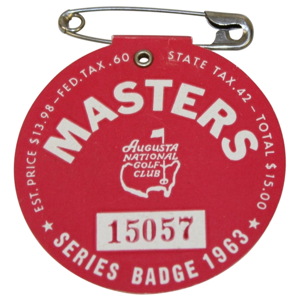 1963 Masters Tournament Badge #15057 - Jack Nicklaus First Masters Victory