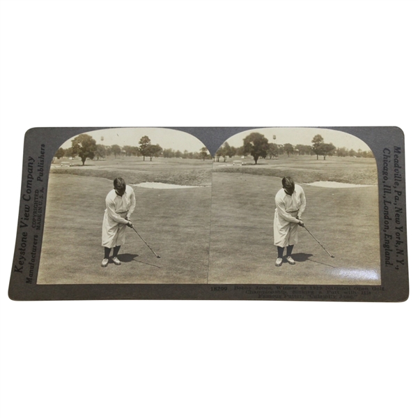 Bobby Jones Keystone View Company 'Putting with Calamity Jane Putter' Stereograph Card