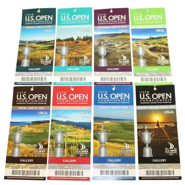 2015 US Open at Chambers Bay Full Ticket Set - Monday through Playoff - Jordan Spieth Win