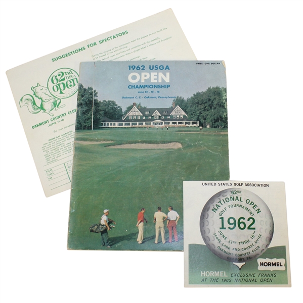 1962 US Open at Oakmont CC Program, Spectator Guide, & Scorecard