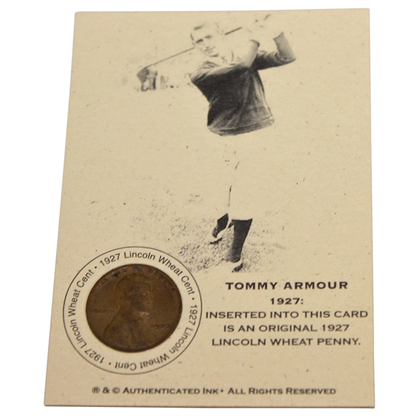 Tommy Armour 1927 Lincoln Wheat Penny Card