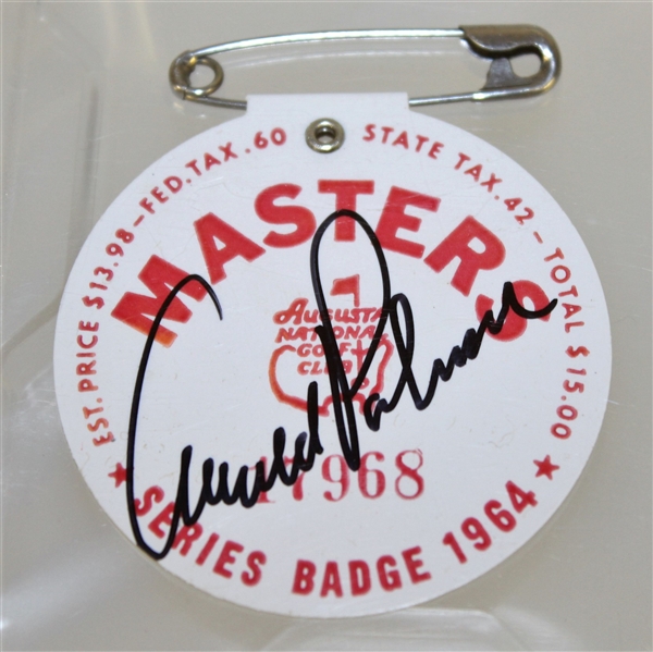 Arnold Palmer Signed 1964 Masters Tournament Badge #17968 PSA/DNA #83139103