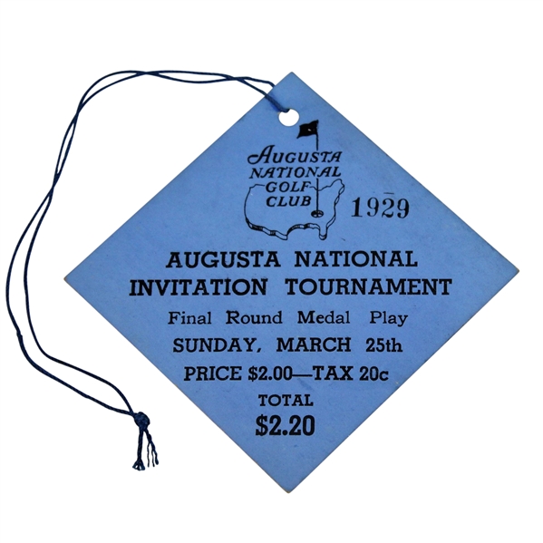 1934 Augusta National Invitational Tournament (Masters) Ticket - The Best Known Example That Exists!