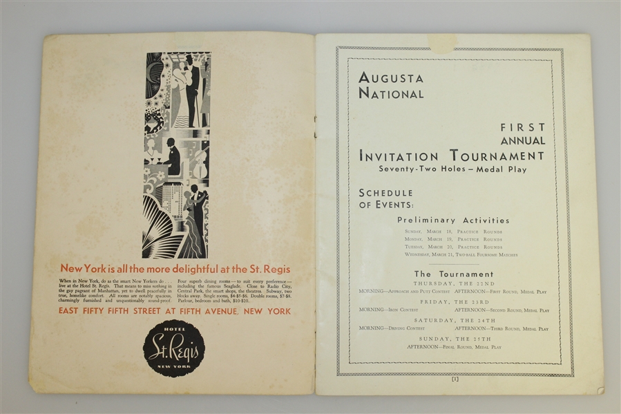 1934 Augusta National Invitation Tournament Program (1st Masters) - Seldom Seen