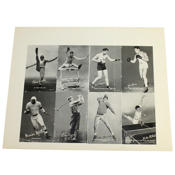 1949 Exhibits Sports Champions Proof Sheet w/Rare Ben Hogan