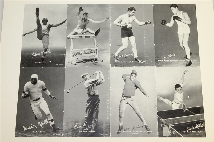 1949 Exhibits Sports Champions Proof Sheet w/Rare Ben Hogan