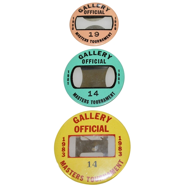 1980, 1981, & 1983 Masters Tournament Gallery Official Badges