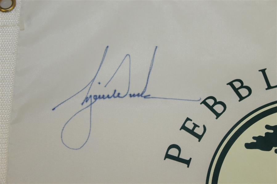 Tiger Woods Signed Pebble Beach Golf Links White Screen Flag JSA ALOA