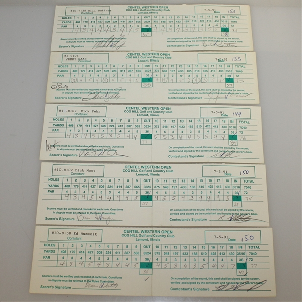 Fifteen 1991 Western Open Used Scorecards JSA ALOA