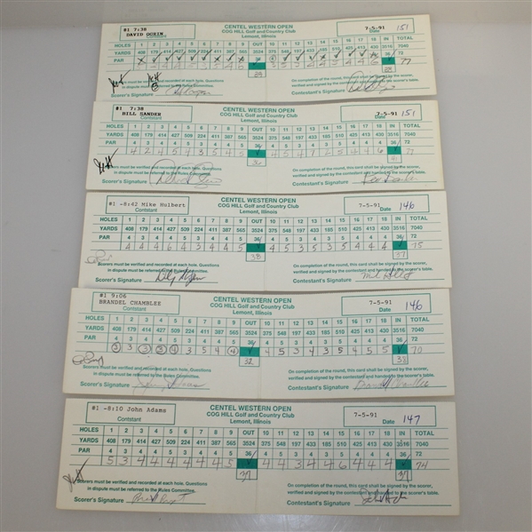 Fifteen 1991 Western Open Used Scorecards JSA ALOA