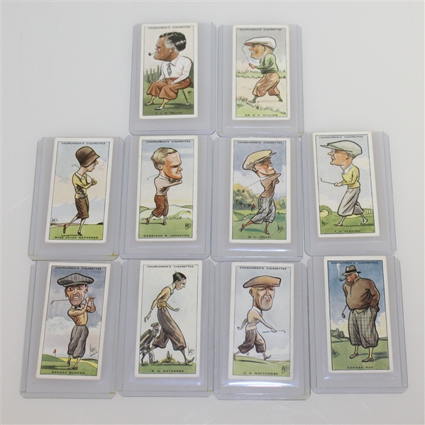 1931 W.A. & A.C. Churchman Prominent Golfers Complete Card Set with 10 Key Cards Slabbed/Graded