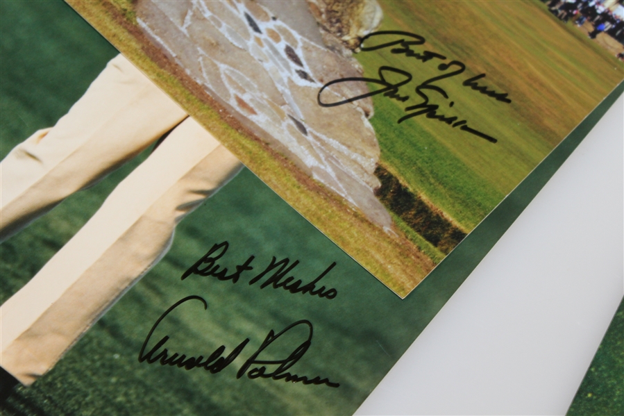 'Big 3' Arnold Palmer, Jack Nicklaus, & Gary Player Signed 8x10 Color Photos JSA ALOA