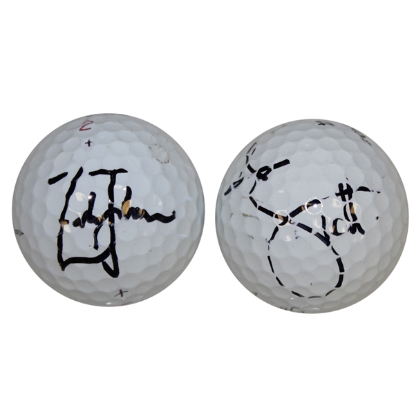 Adam Scott & Zach Johnson Signed Personal Used Golf Balls JSA ALOA