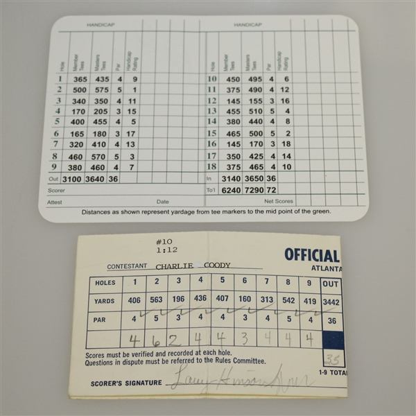 Charles Coody Signed Masters Golf Ball, Augusta Scorecard, 8x10 Photo, & Scorecard JSA ALOA