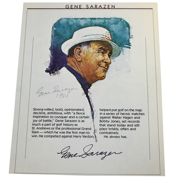 Gene Sarazen Signed Magazine Portrait Page with 1981 Notation JSA ALOA