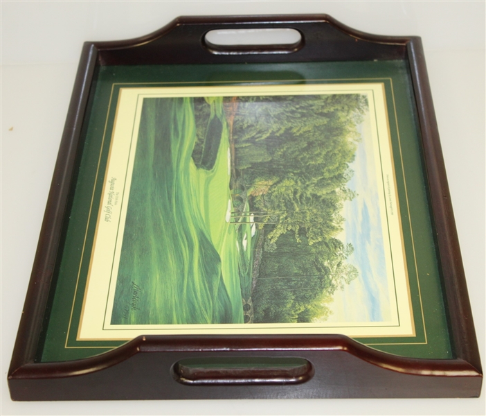 Augusta National Golf Club Wood Serving Tray - Linda Hartough 11th Hole Depicted