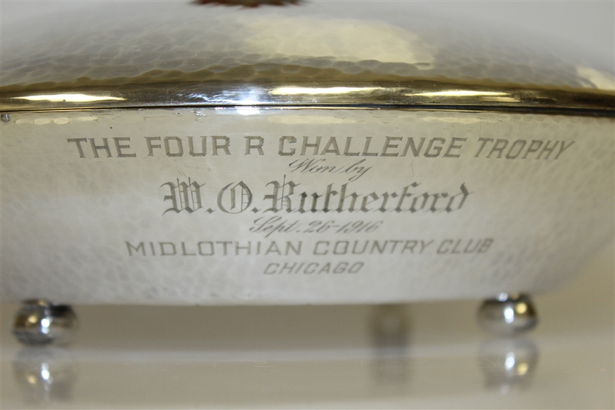 1916 Midlothian C.C. Four R Challenge Hand Hammered  Trophy Won by M.D. Rutherford