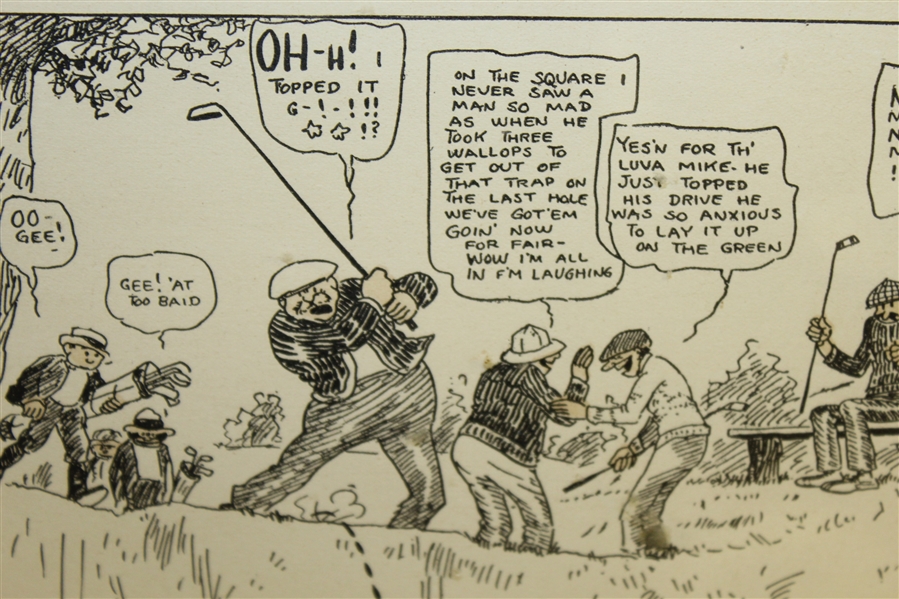 'The Sixth Tee' Cartoon No. 36 by Clare Briggs - Framed