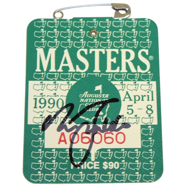 Nick Faldo Signed 1990 Masters Badge #A06060 JSA ALOA