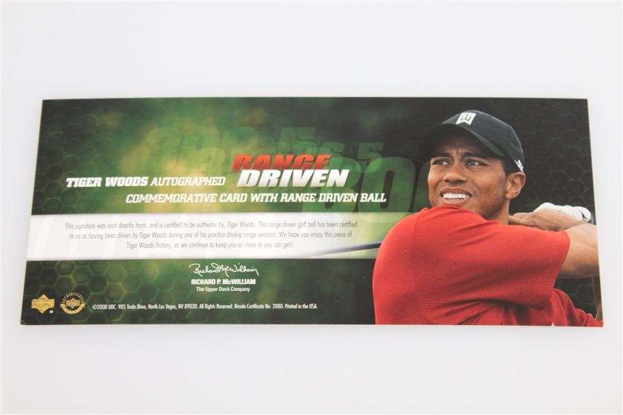 Tiger Woods Signed 2008 Ltd Ed 'Range Driven' Card UDA