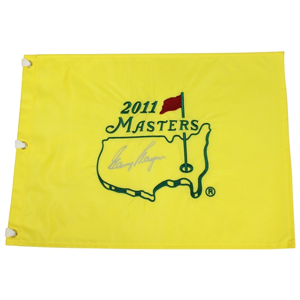 Gary Player Signed 2011 Masters Embroidered Flag - Silver JSA ALOA