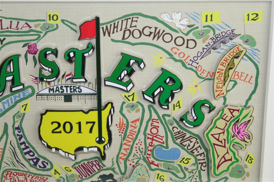 2017 Masters Tournament Ltd Ed Augusta National Iconic Pin Set (#659/800) - Framed