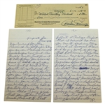 Willie Cemetery Perteet 2pg Letter with Endorsed Check - President Eisenhower Augusta Caddy JSA ALOA