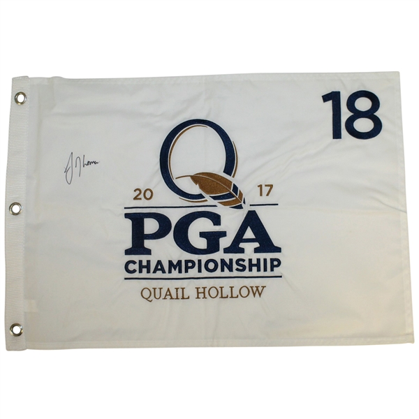 Justin Thomas Signed 2017 PGA Championship at Quail Hollow Embroidered Flag PSA/DNA Full Letter #AE03365