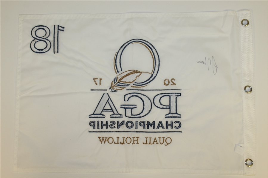 Justin Thomas Signed 2017 PGA Championship at Quail Hollow Embroidered Flag PSA/DNA Full Letter #AE03365