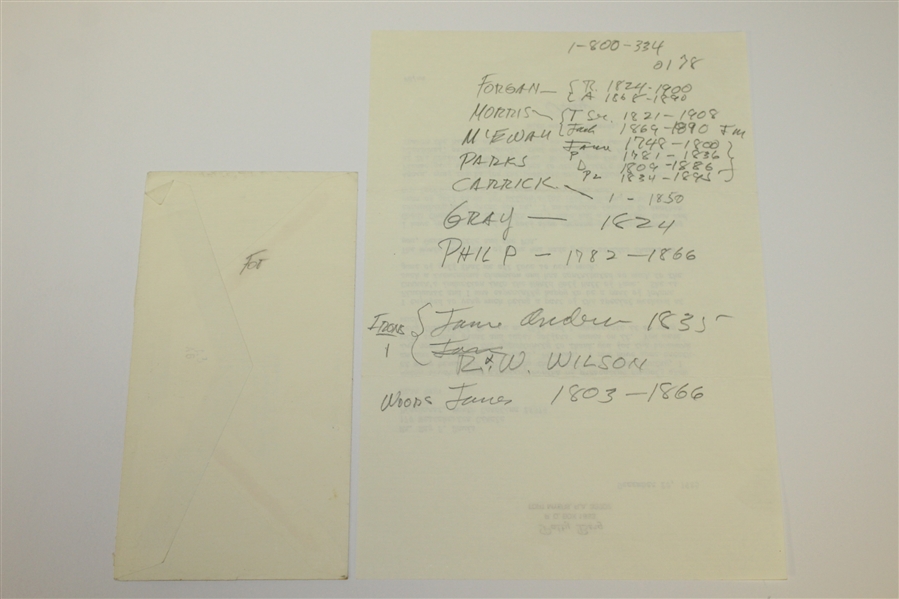 Patty Berg Signed 1985 Letter to Ray Davis with Envelope JSA ALOA