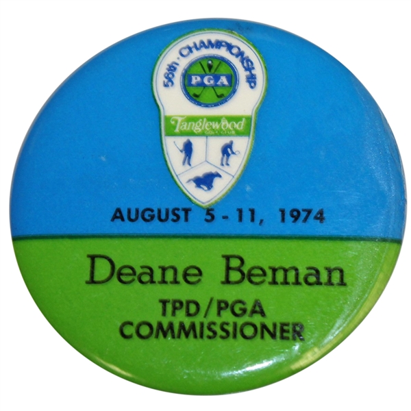 Deane Beman's 1974 PGA Championship at Tanglewood Commissioner Badge