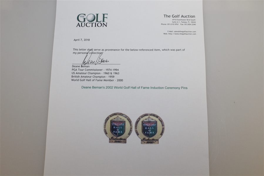 Deane Beman's 2002 World Golf Hall of Fame Induction Ceremony Pins