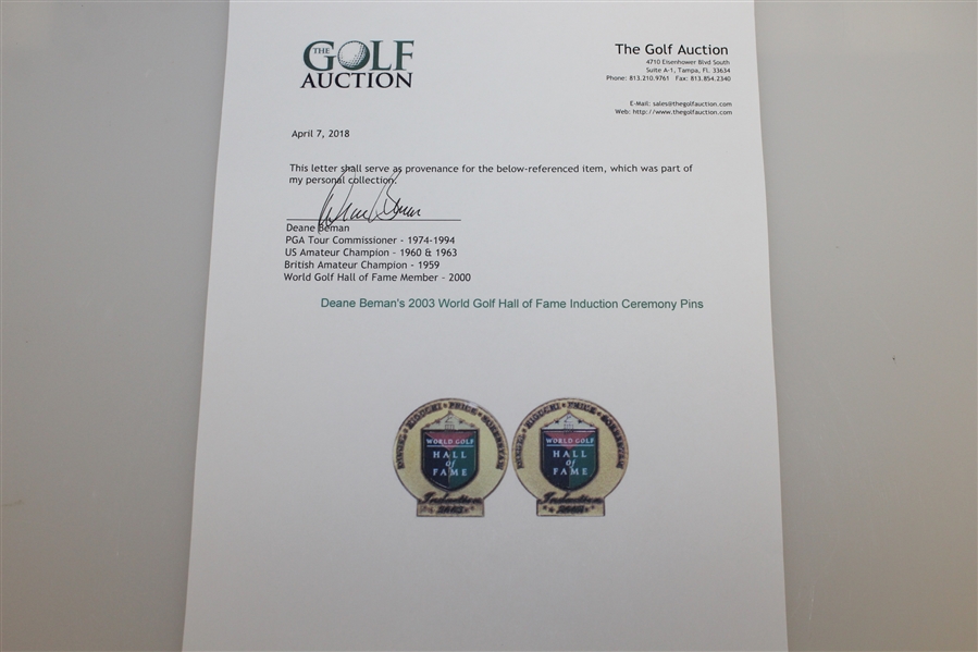 Deane Beman's 2003 World Golf Hall of Fame Induction Ceremony Pins