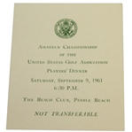 Deane Bemans 1961 US Amateur Players Dinner at The Beach Club - Pebble Beach Ticket