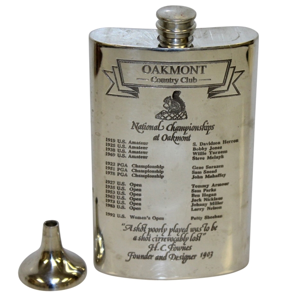 Oakmont Country Club Sheffield England Pewter Flask with Funnel & Original Box