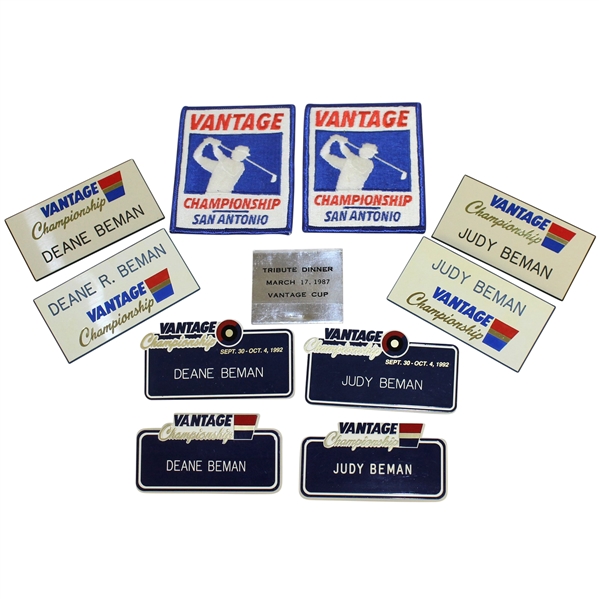 Deane Beman's Vantage Championship Badges(x8), Patches(x2), & Matchbook