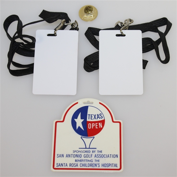 Deane Beman's Valero Texas Open Past Champ Badge with Texas Open Pin & Bag Tag
