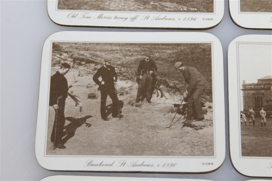 St. Andrews Links 1896 Golf Photo Coasters - Set of 6 with Box