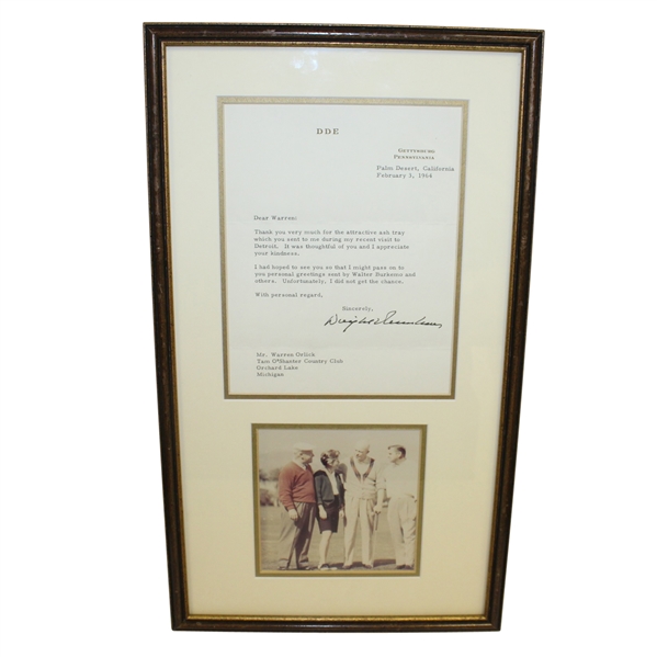 President Dwight D. Eisenhower Signed 1964 Letter to PGA President Warren Orlick - Framed JSA ALOA